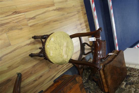 A William IV mahogany harpists stool, H.2ft 10in.